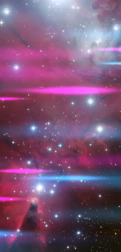 Vibrant red nebula with stars in deep space wallpaper