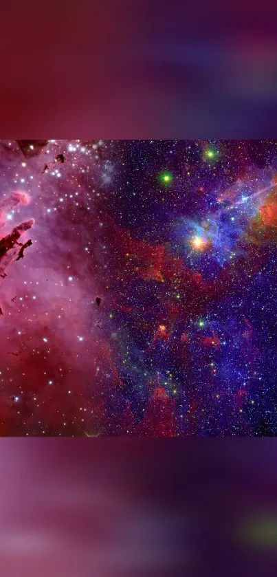 Vibrant cosmic wallpaper with stars and nebula.