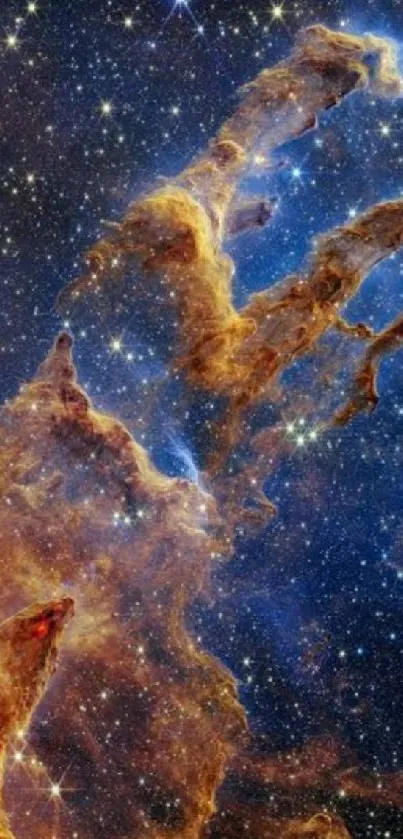 Cosmic starfield wallpaper with vivid nebula and colorful galaxies.