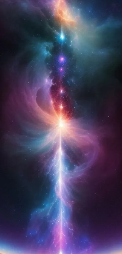 Colorful cosmic vortex mobile wallpaper.