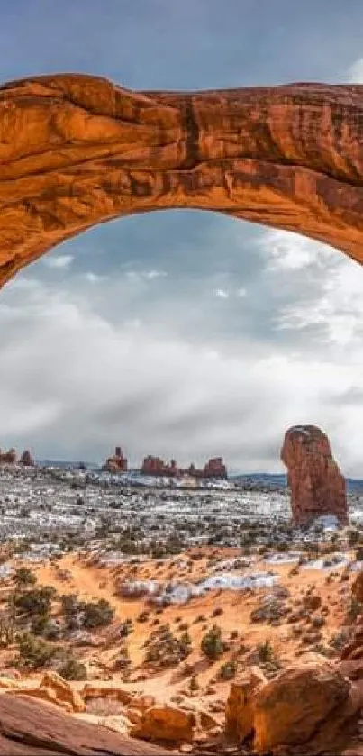 Stunning view of natural rock arches at Arches National Park under a clear sky.