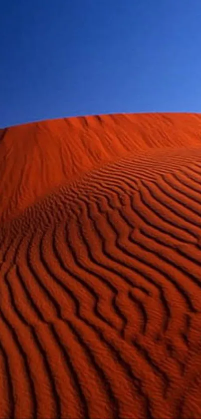 A stunning orange desert dune under a deep blue sky, perfect for mobile wallpaper.