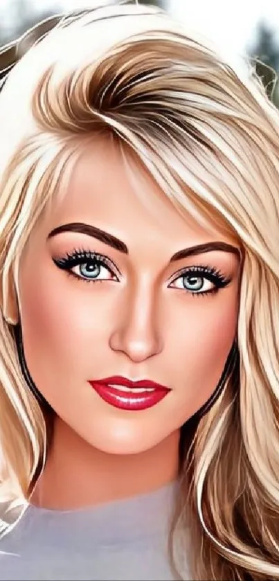 Artistic digital portrait of a woman with vibrant details and colors.