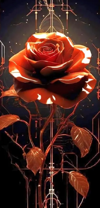 Digital rose art with geometric patterns