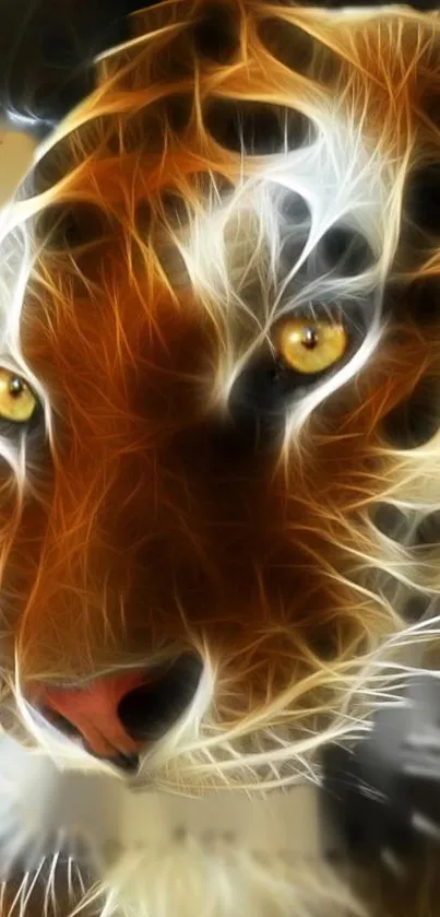 Glowing digital art of a tiger with captivating abstract details.