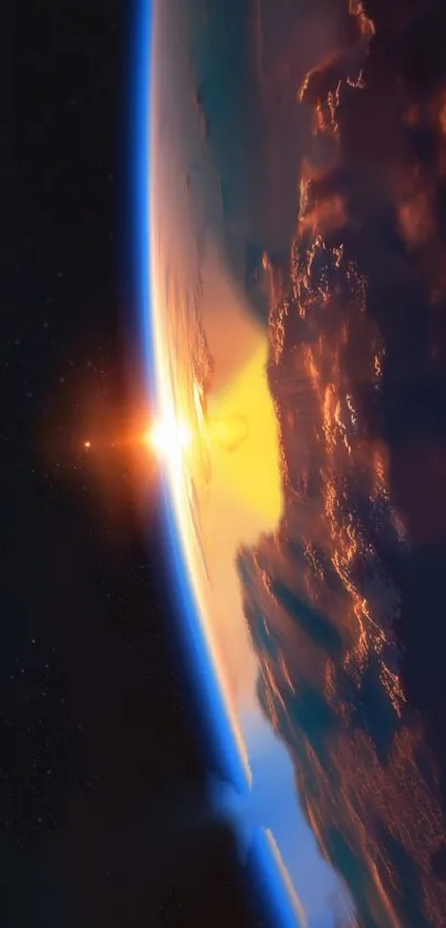 Stunning view of Earth's horizon from space at sunrise.