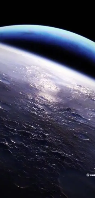 Beautiful view of Earth from space, showcasing a captivating blue and dark expanse.