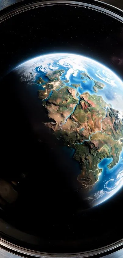 View of Earth from space with vivid colors.