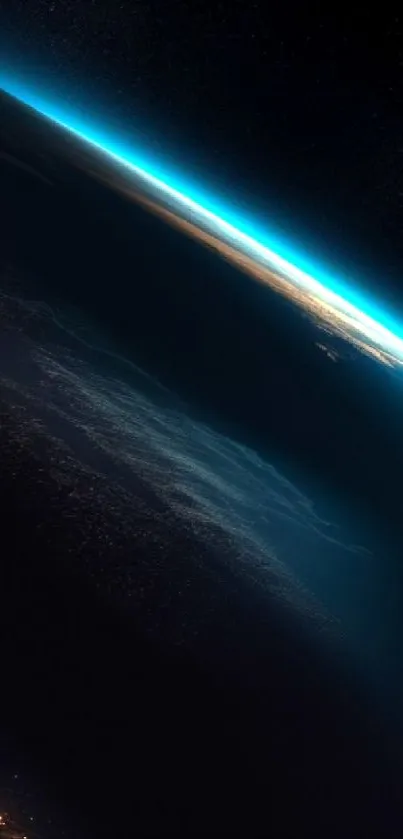 A breathtaking view of Earth's horizon from space, featuring a glowing atmosphere.