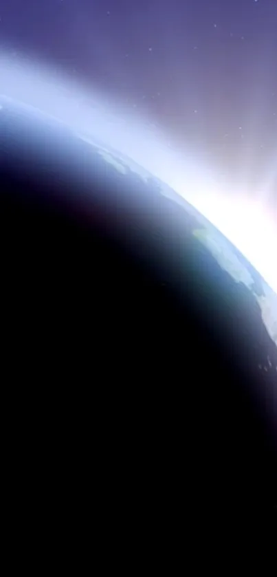 Stunning Earth horizon view with sunlight in space.