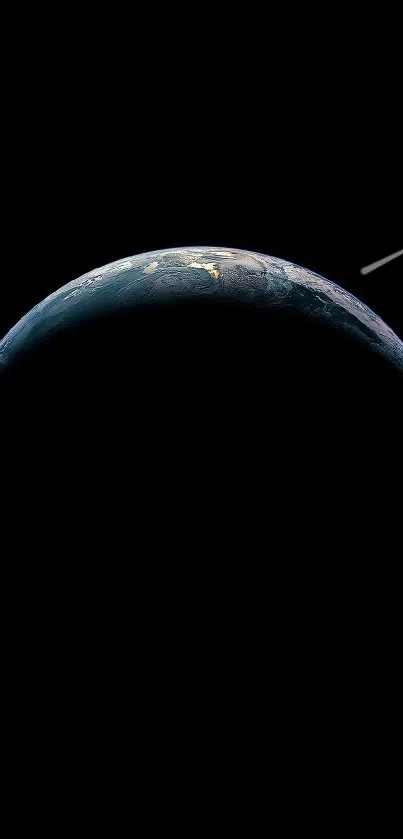 Partial view of Earth against a black space background.