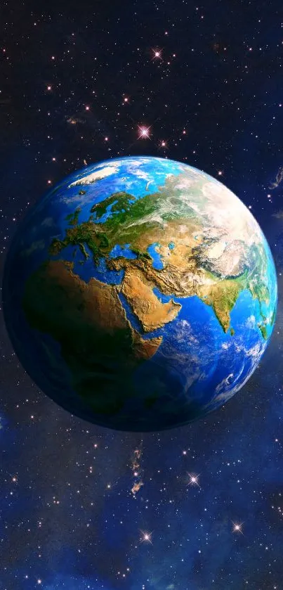 Vibrant Earth seen from space mobile wallpaper.