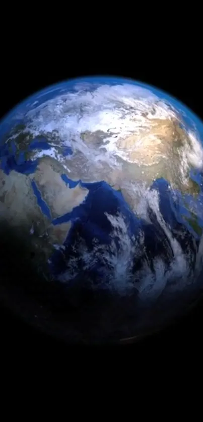 Breathtaking view of Earth from space, showcasing continents and oceans.