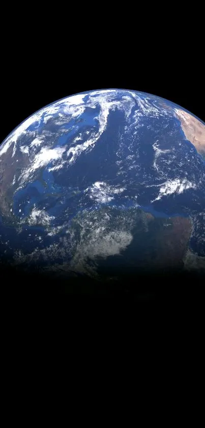 Vibrant Earth seen from space against a black background, highlighting its beauty.