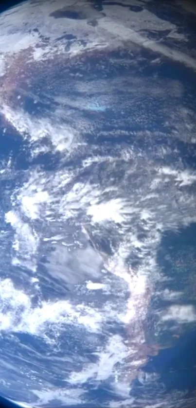 Mobile wallpaper of Earth from space showing clouds and oceans.