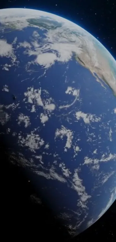 Breathtaking view of Earth from space with clouds and ocean visible.