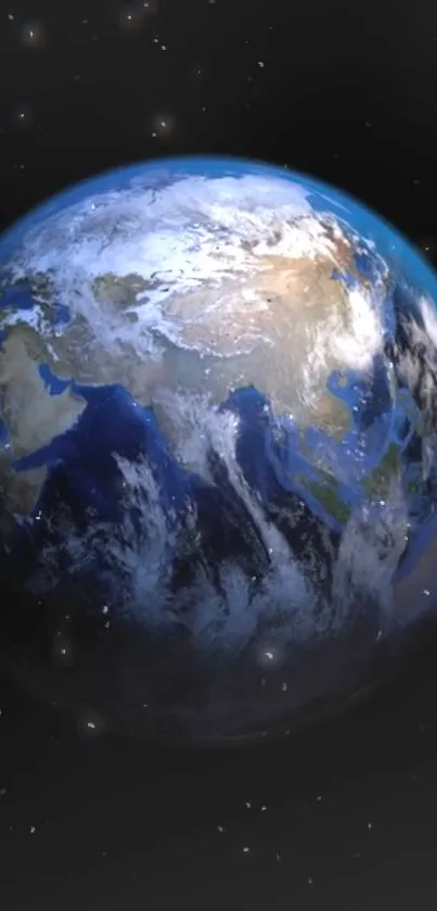 Beautiful view of Earth from space with continents and oceans visible.