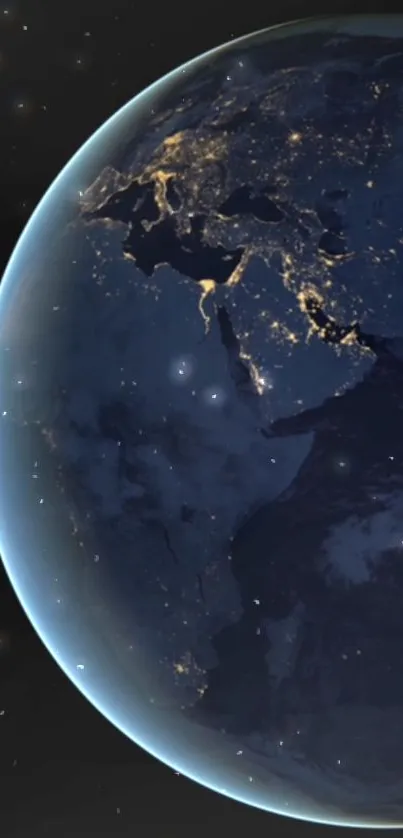 Breathtaking view of Earth at night from space, featuring glowing cities.