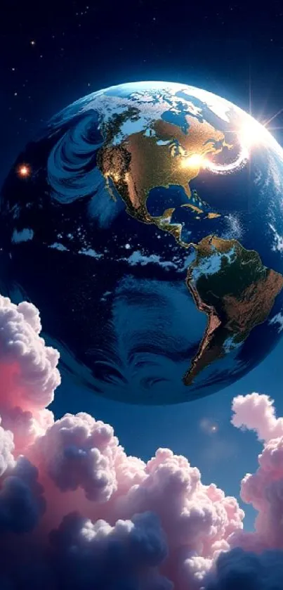 Artistic view of Earth with clouds