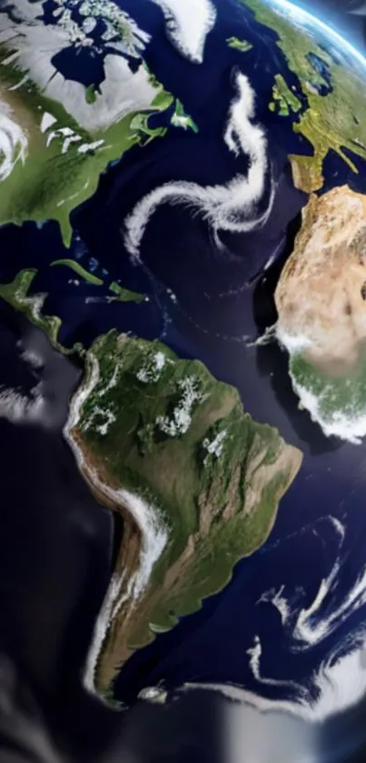 High-resolution view of Earth from space, highlighting vibrant landscapes.