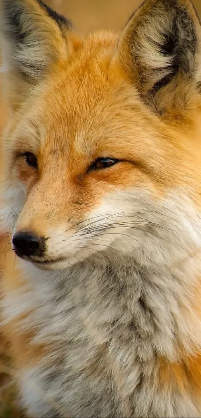 Close-up of a red fox with vibrant fur in a natural setting.