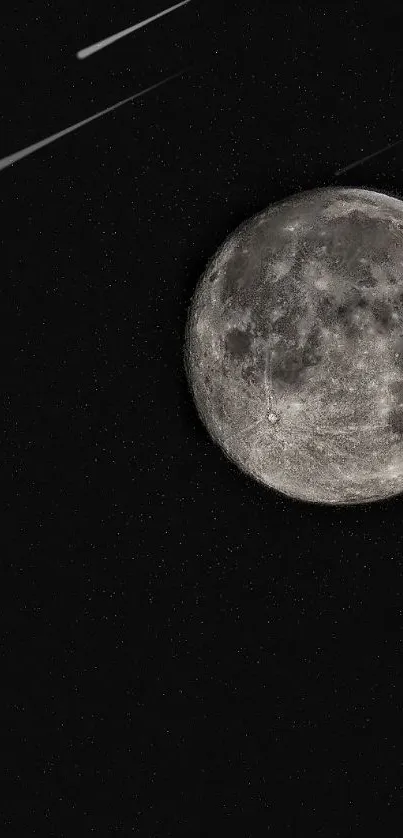 Full moon in dark night sky, creating a serene and celestial mobile wallpaper.