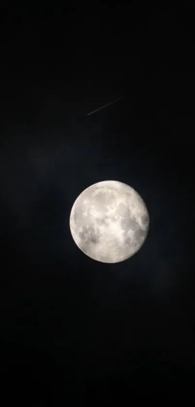 Mesmerizing full moon with dark sky background for phone wallpaper.