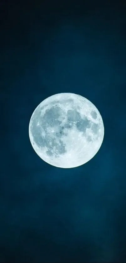 Beautiful full moon against dark blue night sky wallpaper.