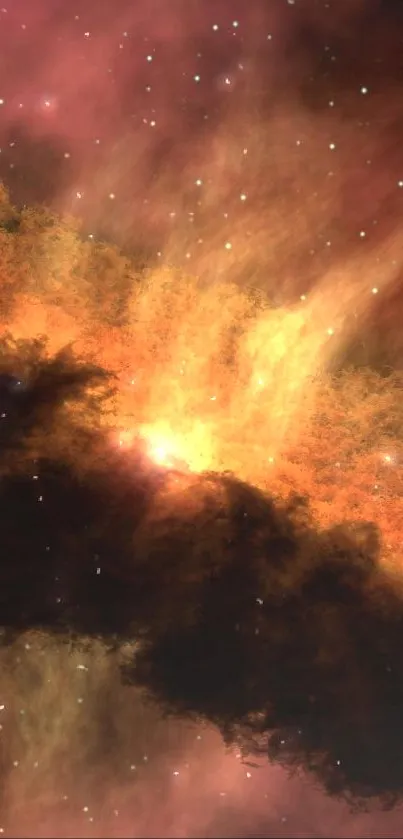 A vibrant galactic cloud with cosmic colors and stars in space.