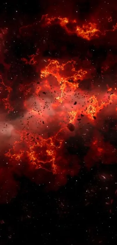 Fiery red galaxy wallpaper with cosmic vibes.