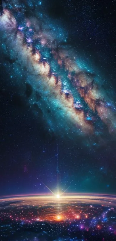 Beautiful galaxy and stars wallpaper with vibrant cosmic colors and Milky Way view.