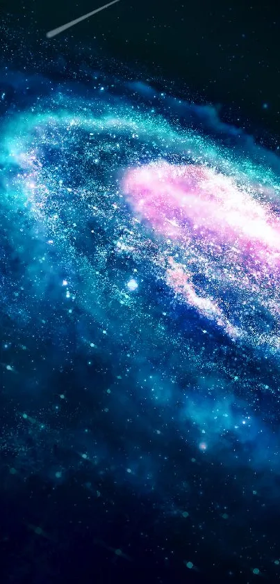 Cosmic showcase of vibrant galaxy with blues and purples, perfect for mobile wallpaper.