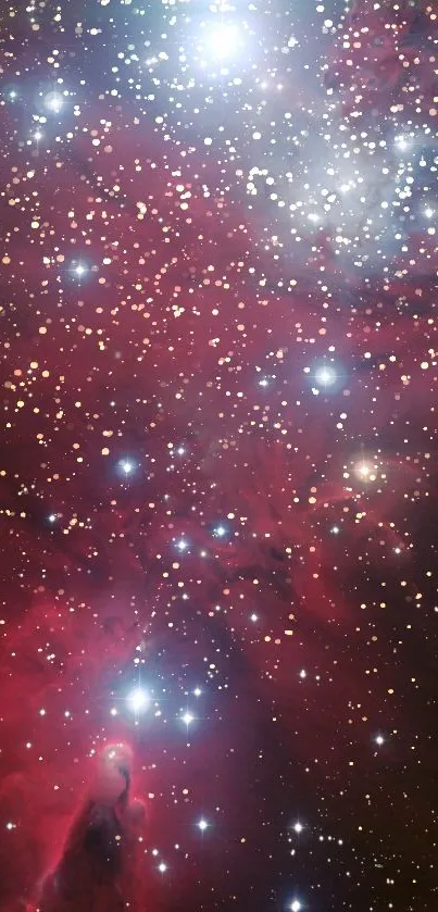 Vibrant galaxy wallpaper with twinkling stars and nebula on mobile display.