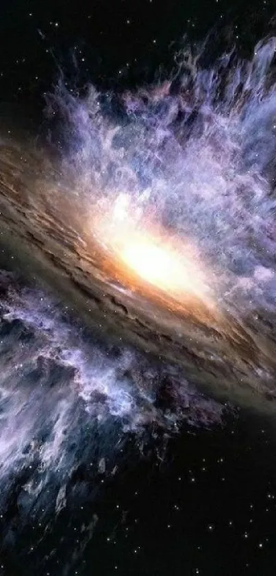 Stunning galaxy with cosmic colors and swirling stars on mobile wallpaper.