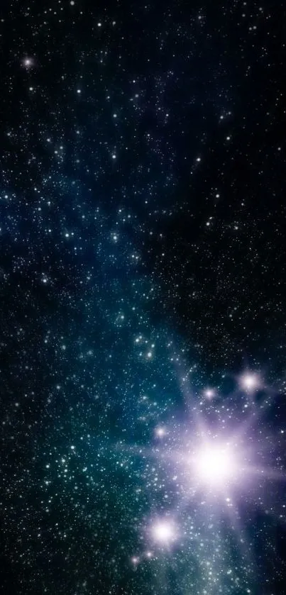 A vibrant galaxy wallpaper showcasing stars and cosmic light in deep space.