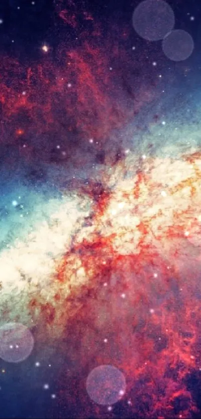 Galaxy nebula wallpaper with vibrant cosmic colors and stars.