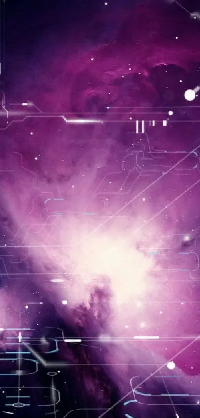 Purple nebula galaxy wallpaper for mobile devices.