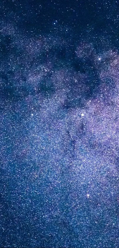 Dark blue galaxy night sky wallpaper with stars.