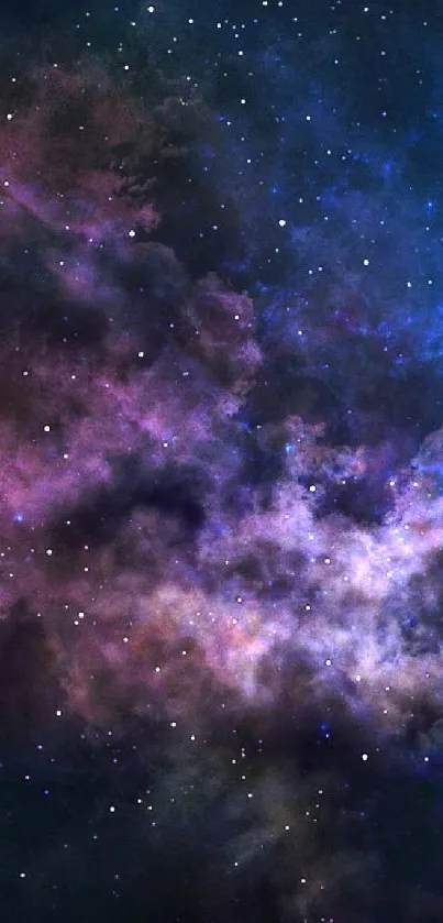 Dark purple galaxy wallpaper with stars.