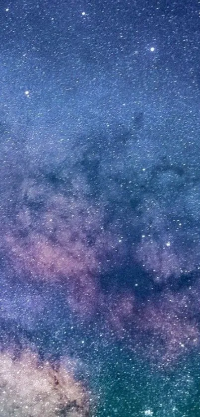 Galaxy wallpaper with purple and blue stars.