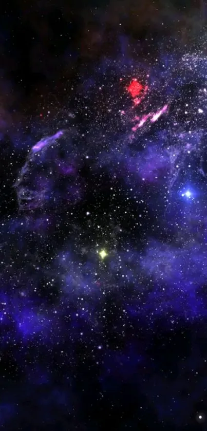 Vibrant galaxy wallpaper with stars and colorful cosmic clouds.