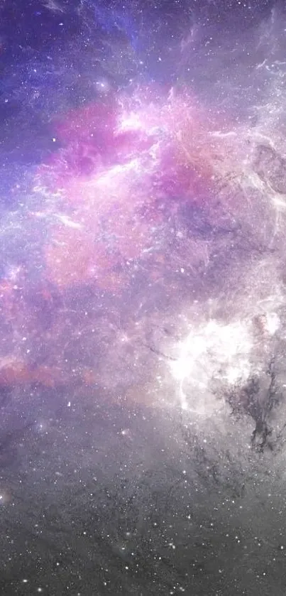 Purple galaxy wallpaper with vibrant cosmic hues and stars.