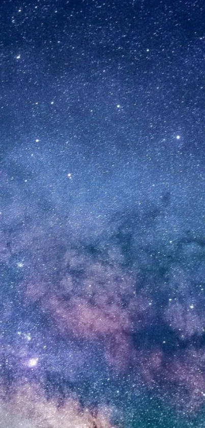 Stunning galaxy wallpaper with dark blue starry sky.