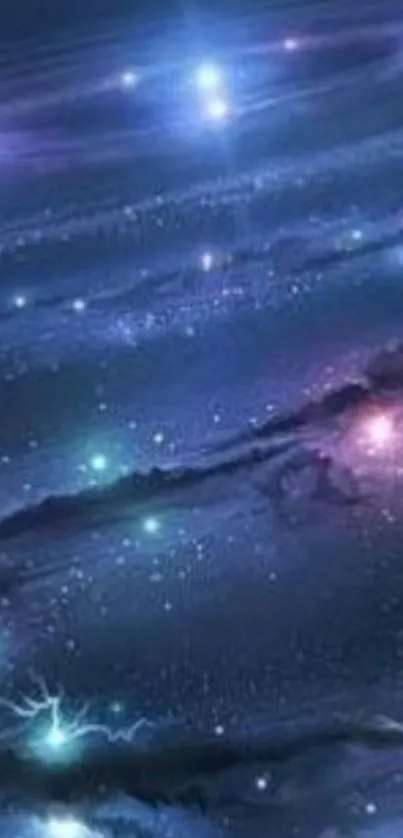 Stunning galaxy wallpaper with stars and deep blue colors for mobile phones.