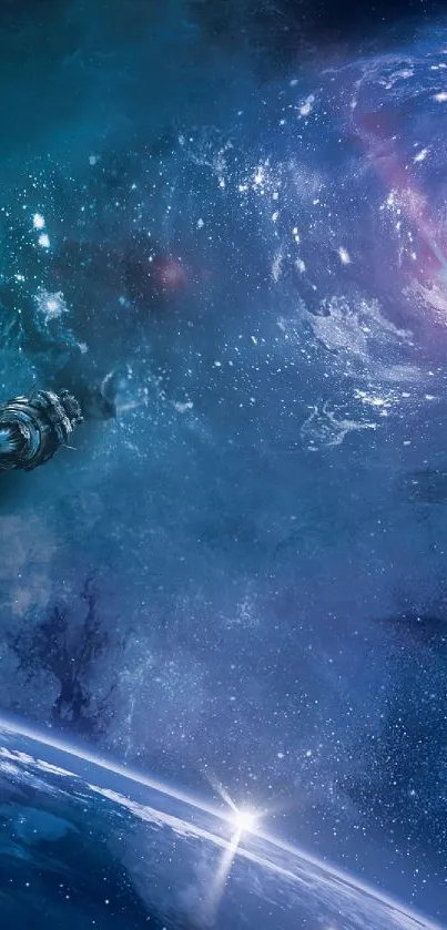 Galaxy-themed mobile wallpaper with stunning cosmic view and stars.