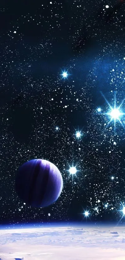 Galaxy space wallpaper with stars and planet.