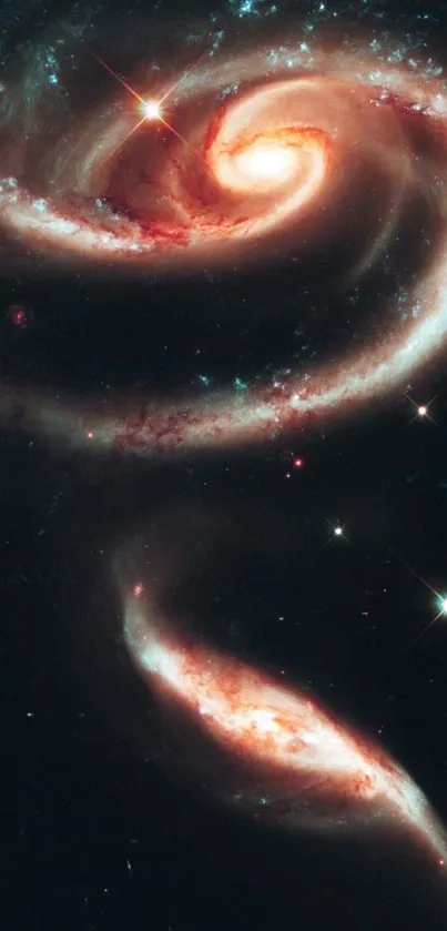 Mobile wallpaper of a stunning spiral galaxy in space.