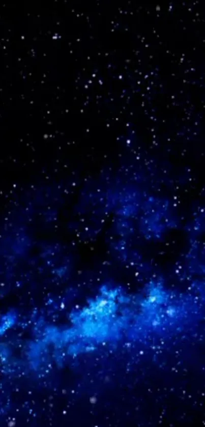 Beautiful starry galaxy wallpaper in dark blue hues with scattered stars.