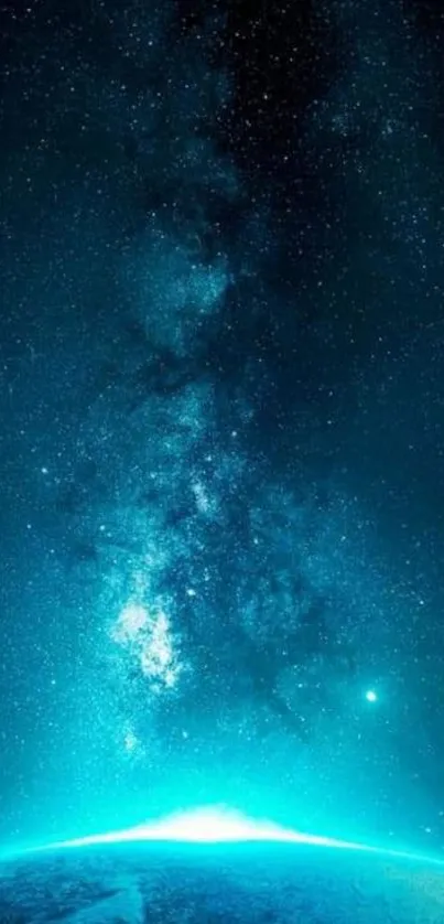 Stunning galaxy view with stars and blue hues in a mobile wallpaper.