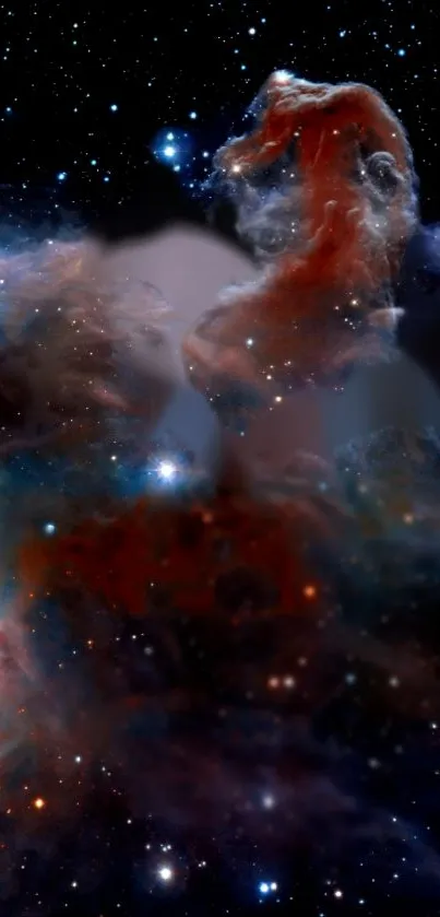 Bright stars and Horsehead Nebula in deep space wallpaper.